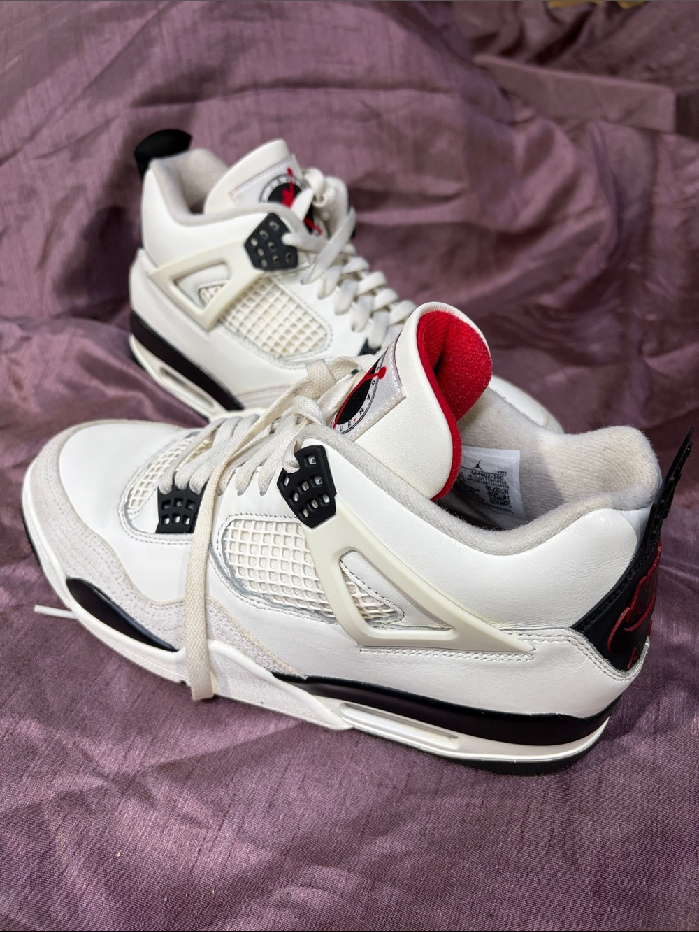 Nike White, Black and Red Retro Basketball Sneakers